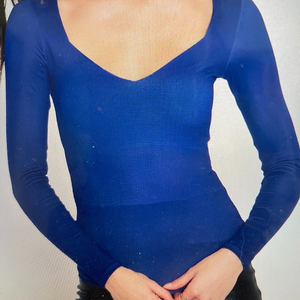 Elegant Blue Long Sleeve Women's Top